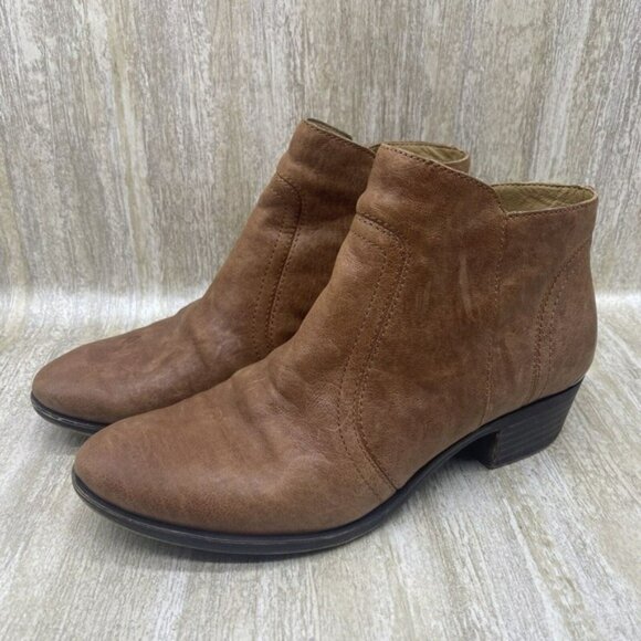 Lucky Brand Boots Womens Size 8 M Brolley Brown Tan Ankle Zip Heel Booties - Picture 2 of 14